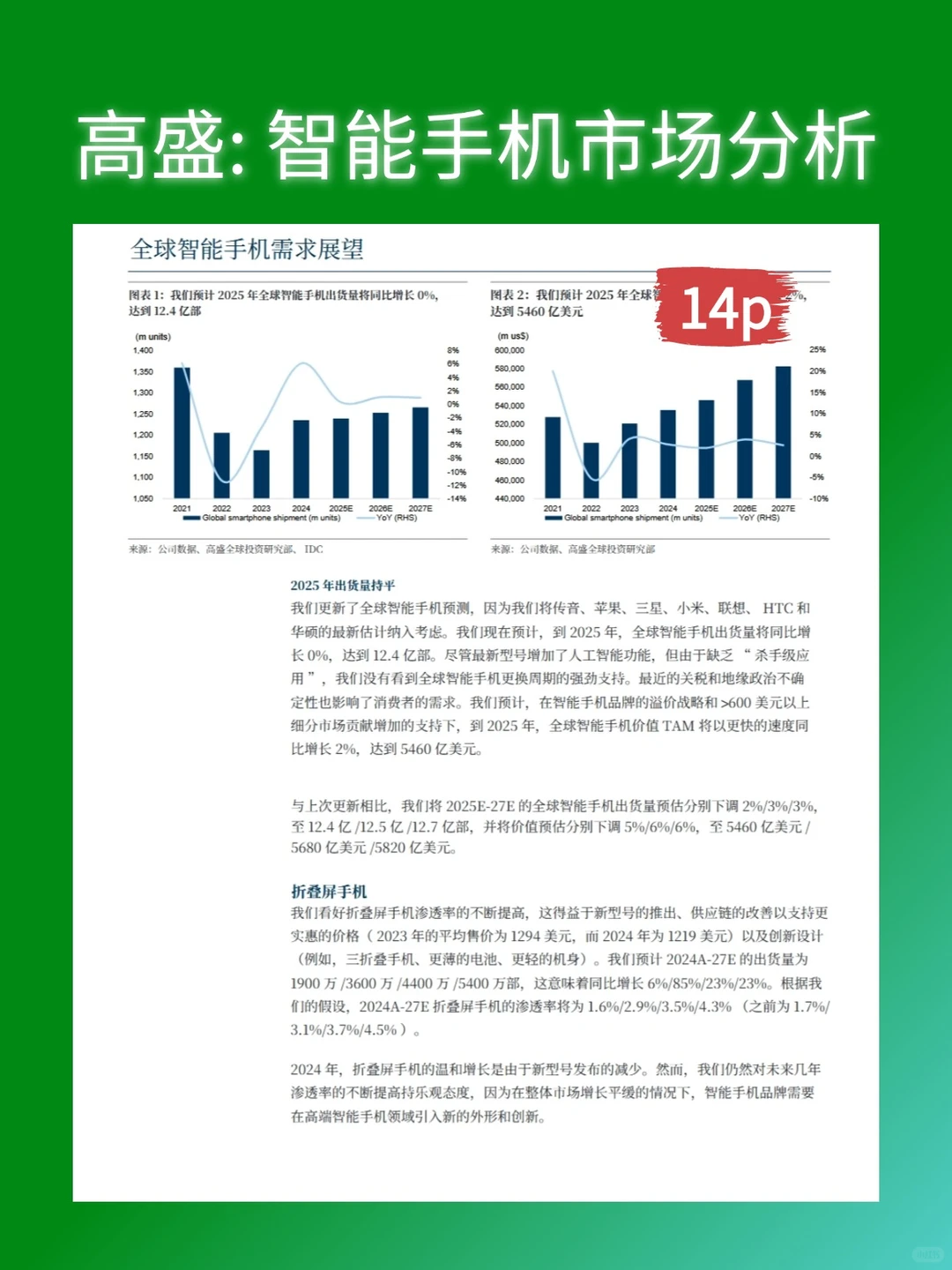 智能制造:智能手机市场分析 ‖高盛