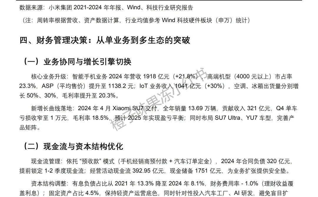 2021-2024年小米科技财务分析报告参考?