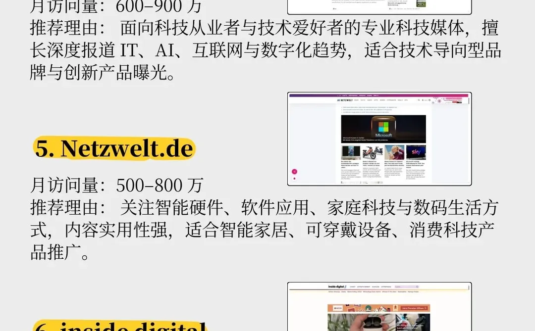 德国科技媒体发稿资源(一手资源)