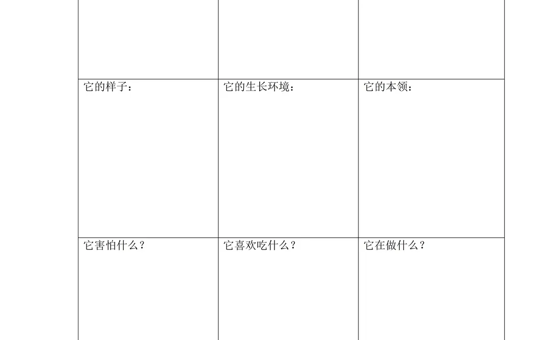 我的动物朋友观察记录表