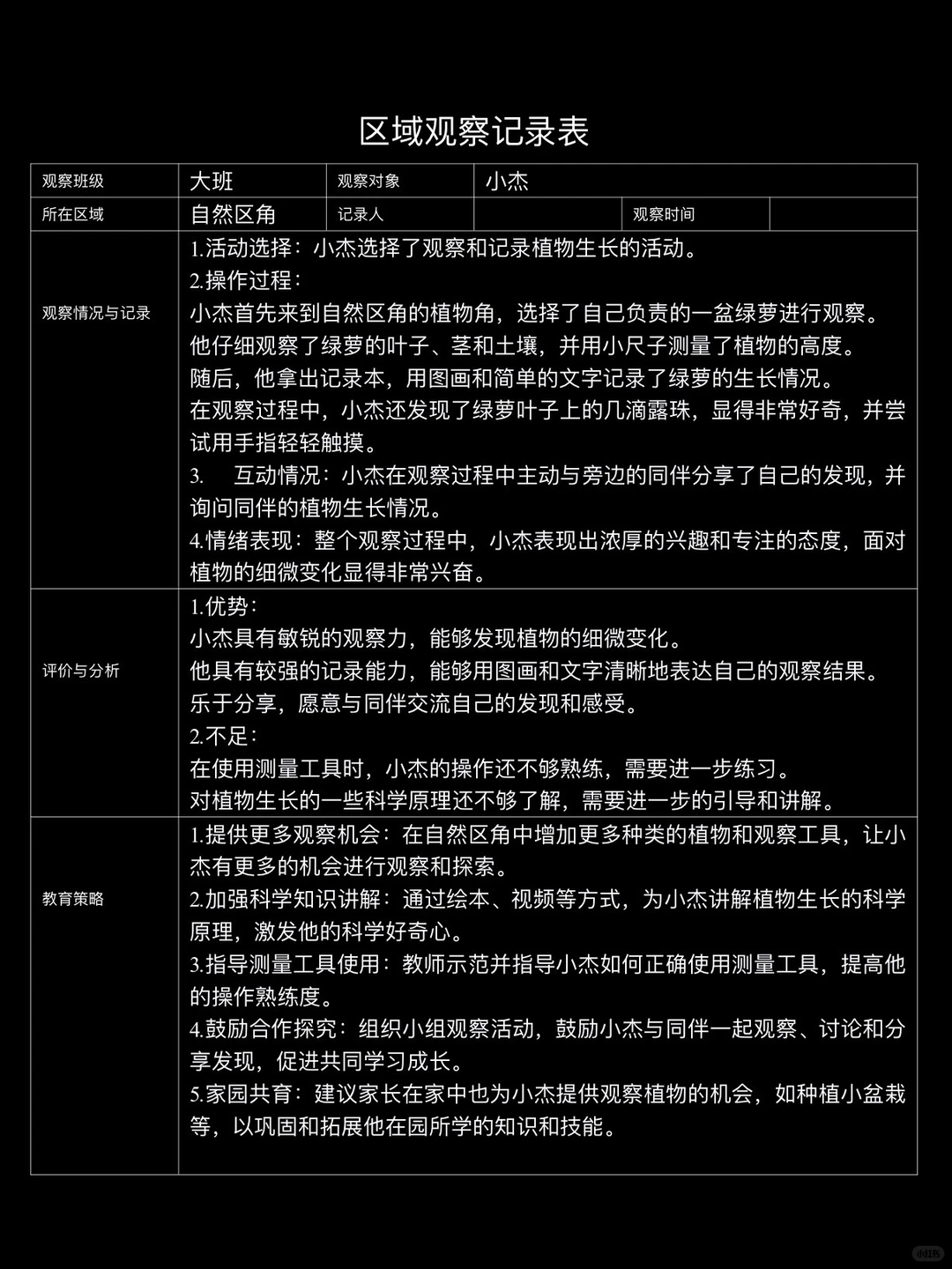 大班区域观察记录（1）