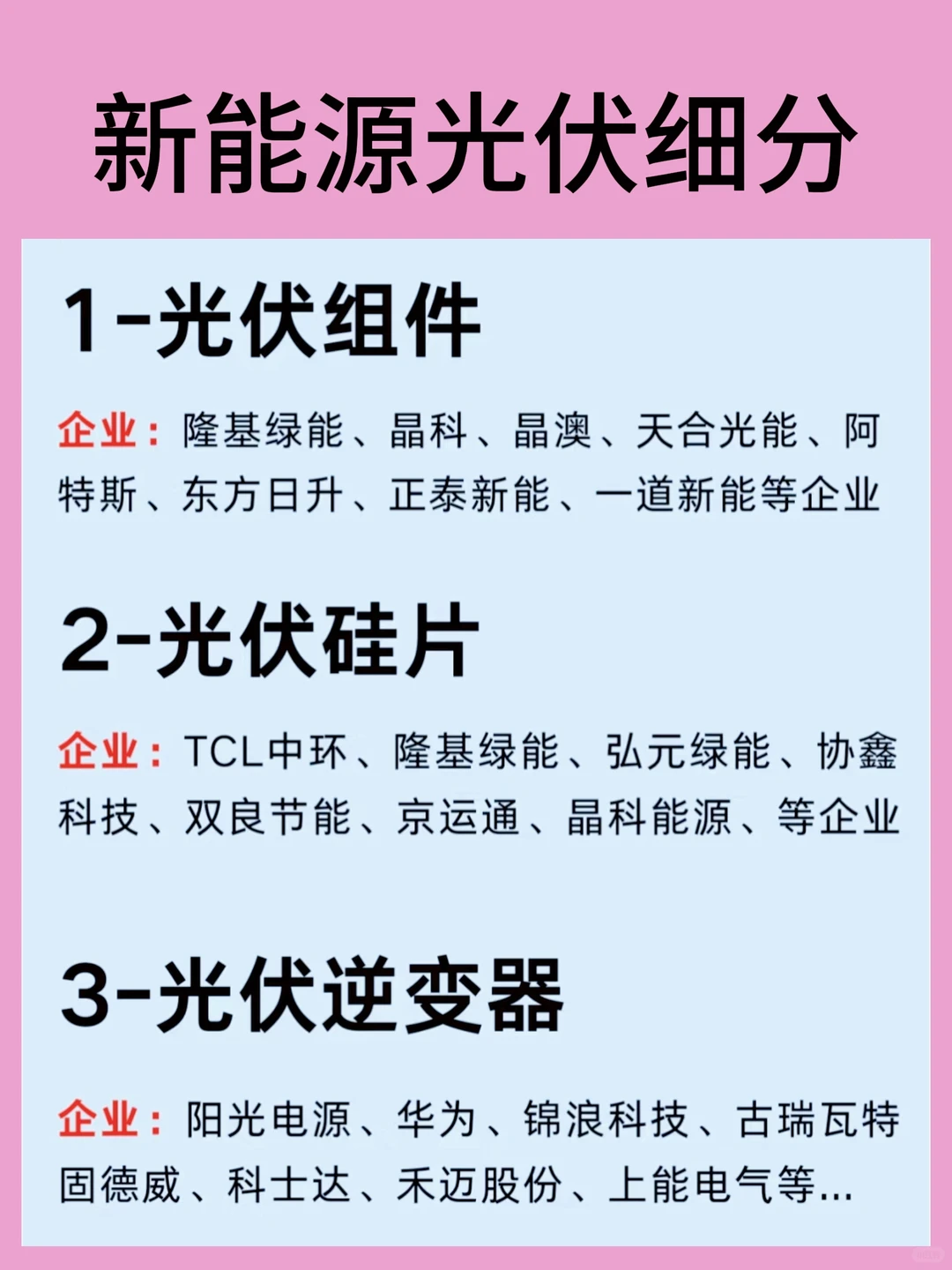 新能源光伏细分