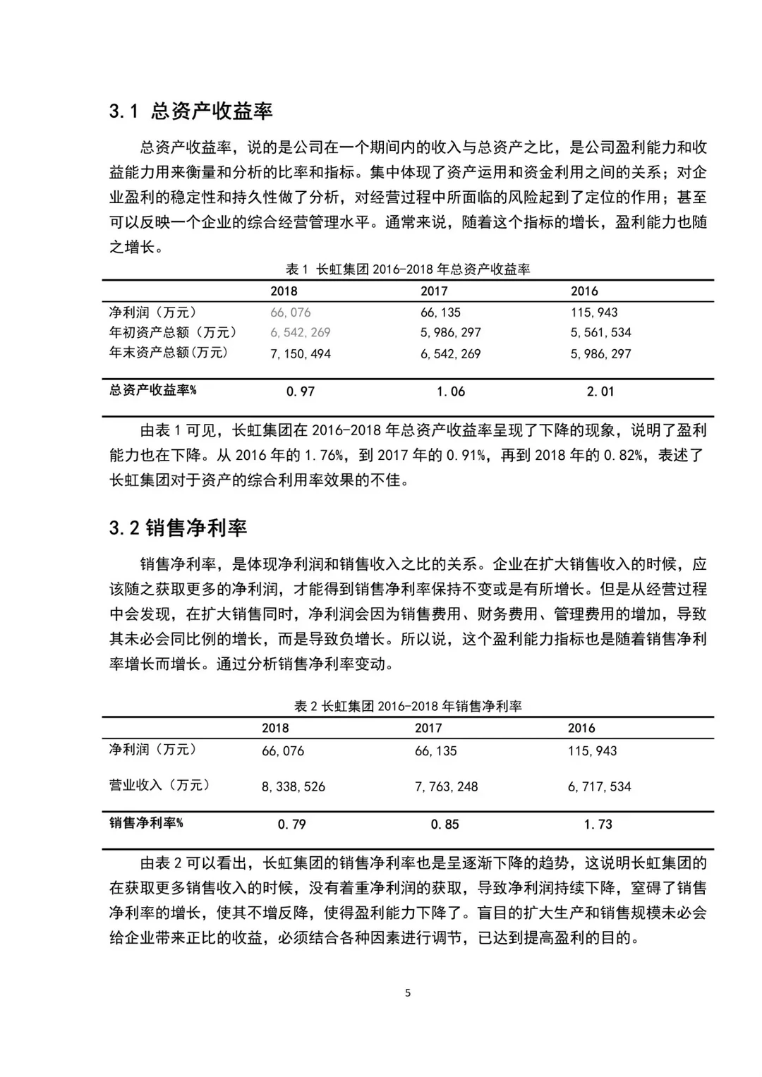 盈利能力分析—以长虹集团为例