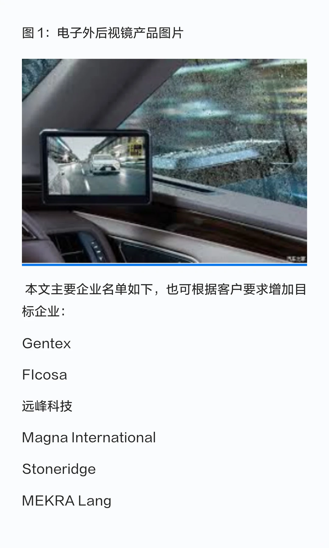 电子外后视镜（CMS）市场趋势报告：技术演