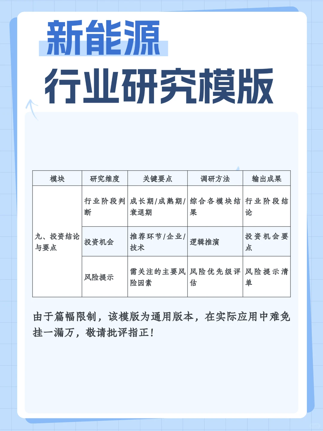 速看！新能源行研模版来啦！