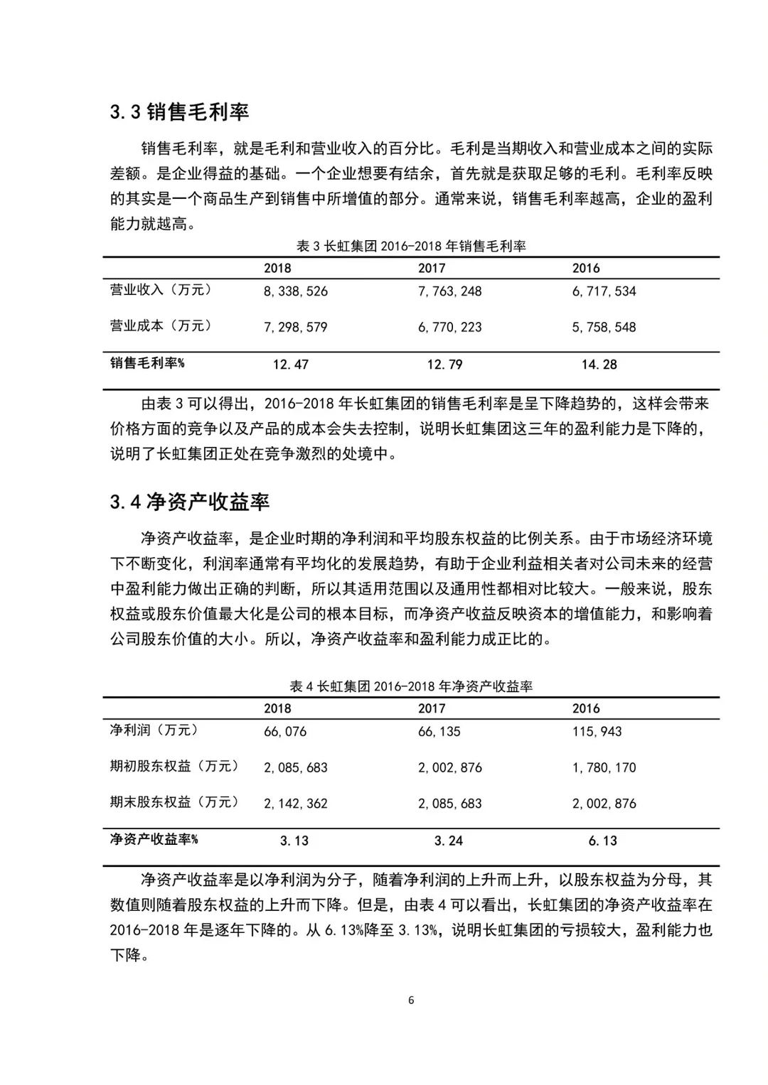 盈利能力分析—以长虹集团为例