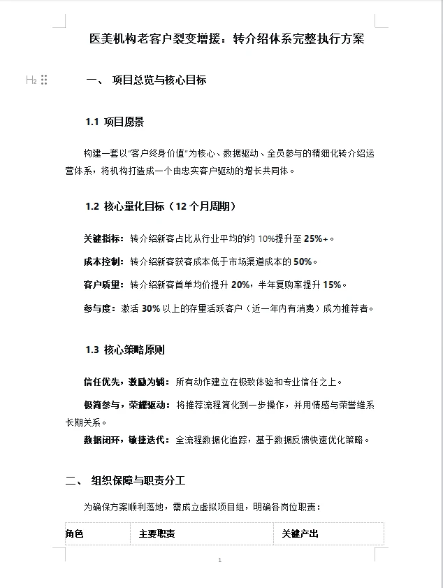 医美机构老客户裂变：转介绍体系执行方案