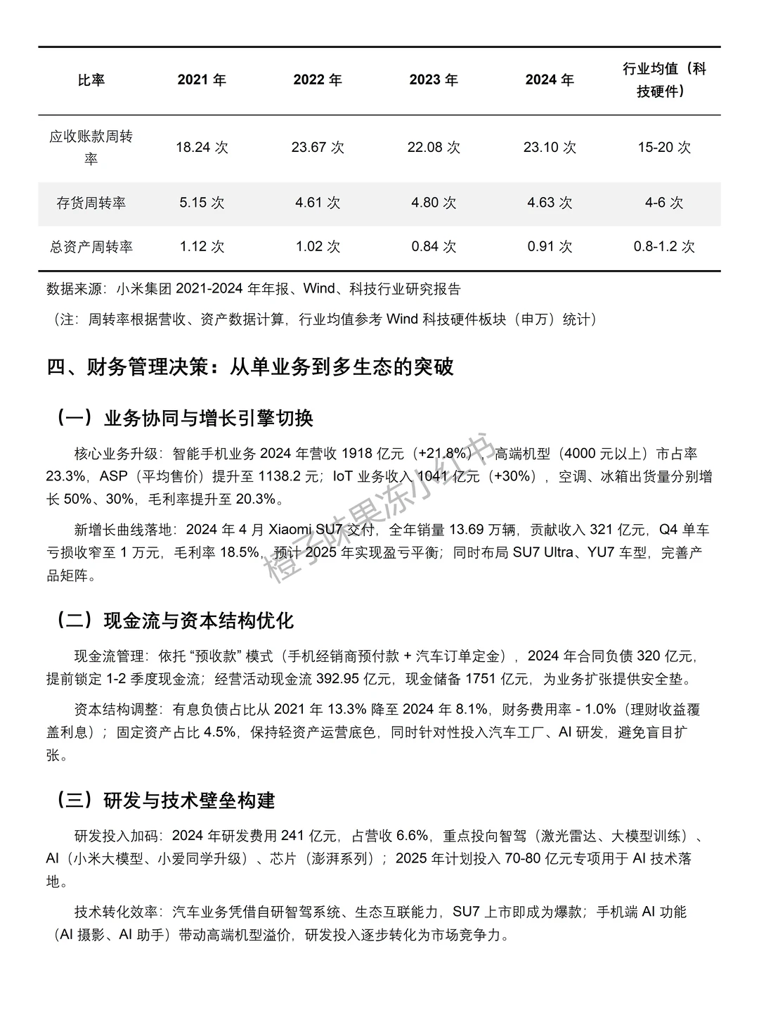 2021-2024年小米科技财务分析报告参考?