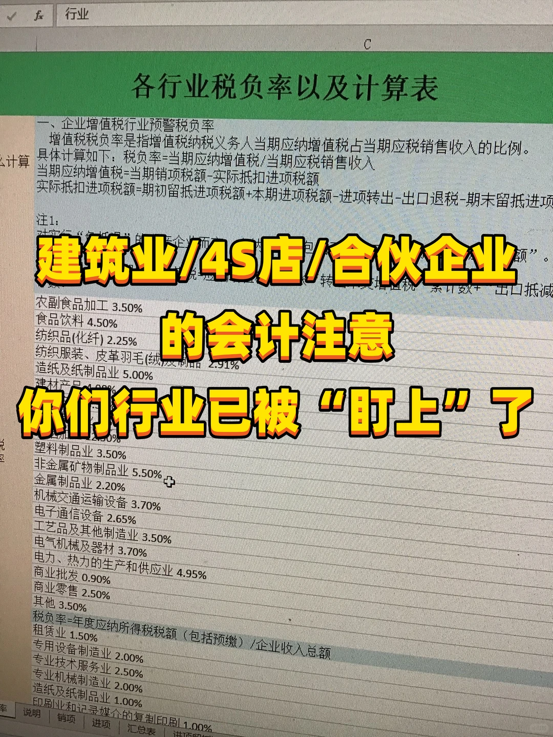 建筑业/4S店/合伙企业的会计注意！你们行业…