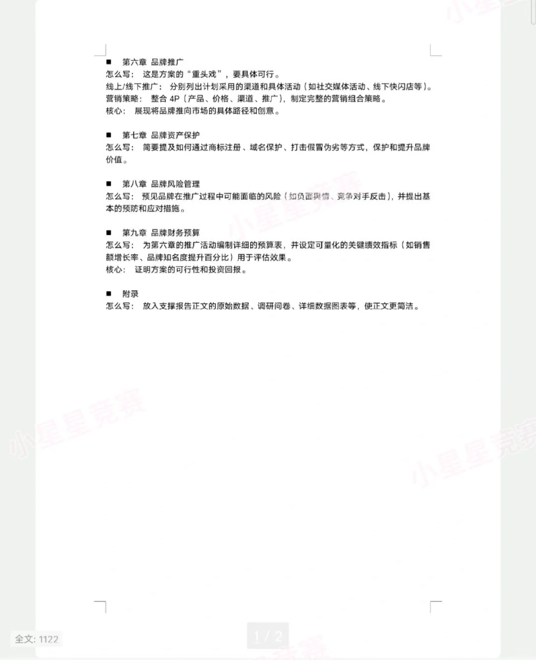 一张图为你讲解品牌策划书大纲怎么写‼️