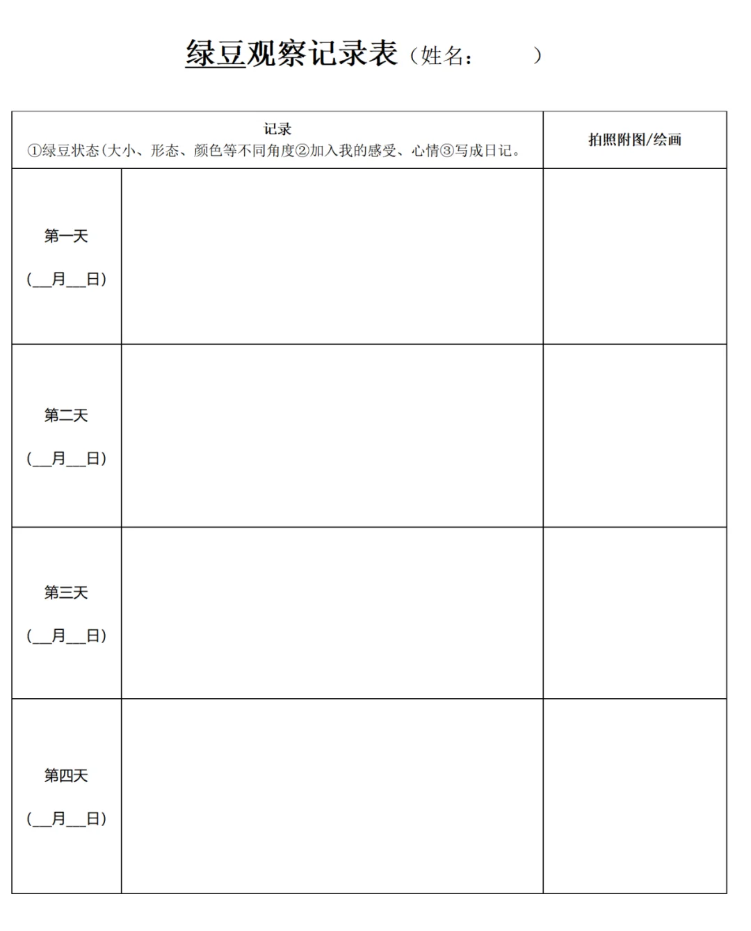 听说国庆全国的娃都在种豆子！附观察记录表