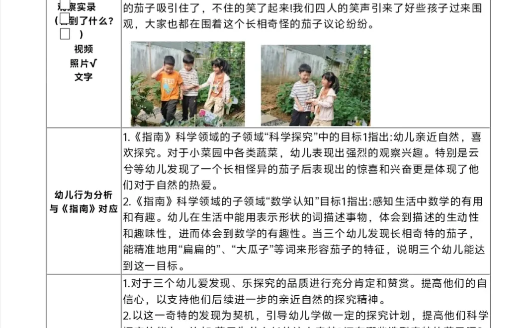 原创大班观察记录（亲自然类型）