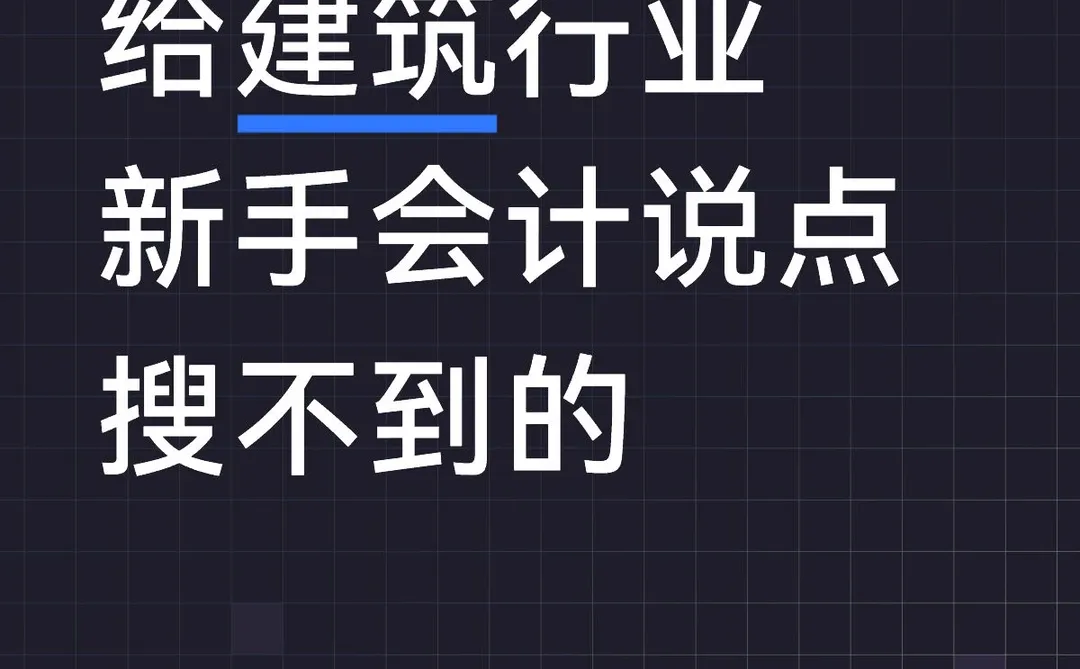 给建筑行业新手会计说点搜不到的