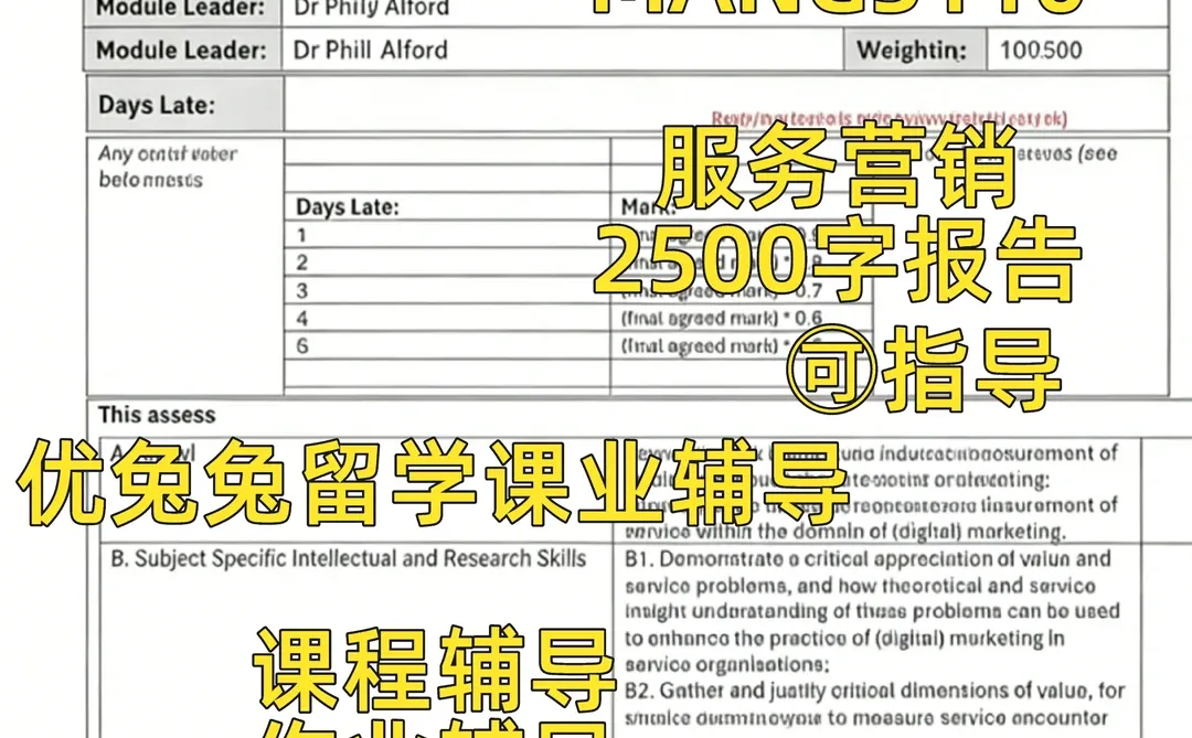 南安普顿大学MANG3110 服务营销分析报告