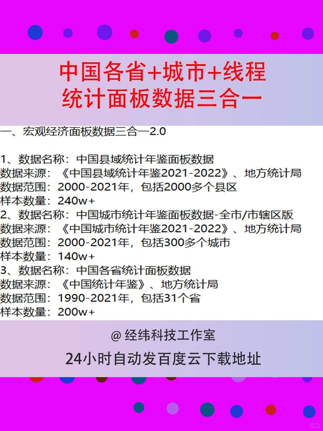 中国各省县域城市统计年鉴宏观经济面板数据
