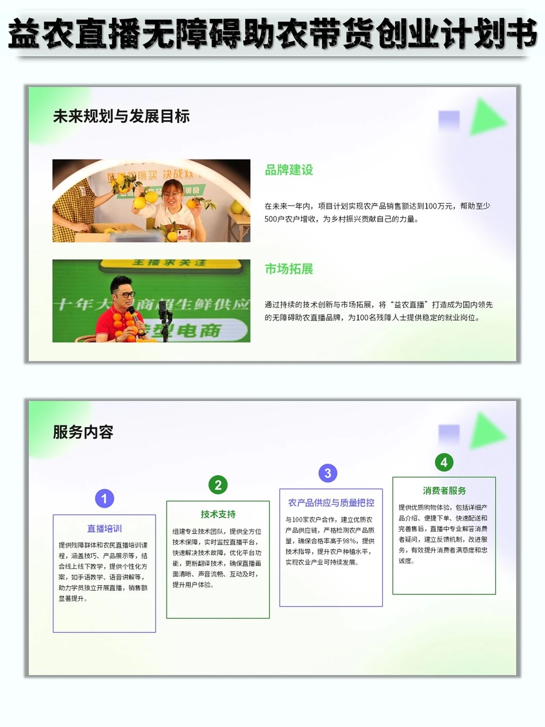 益农直播无障碍助农带货创业计划书word➕PP