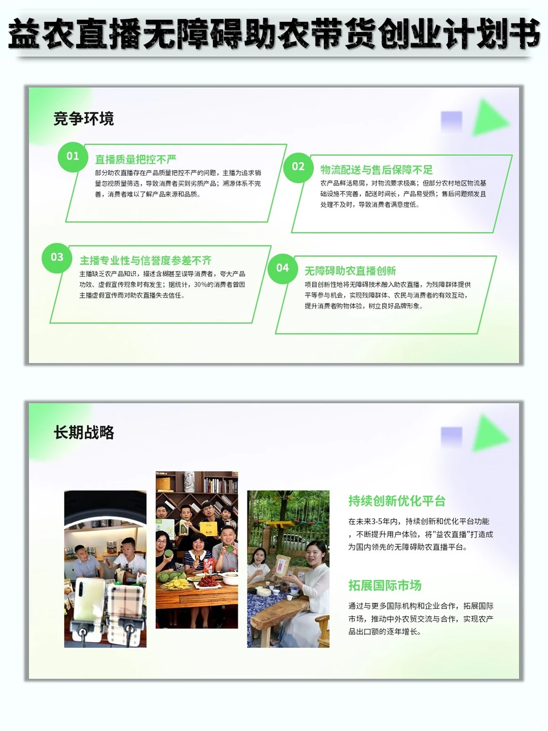 益农直播无障碍助农带货创业计划书word➕PP