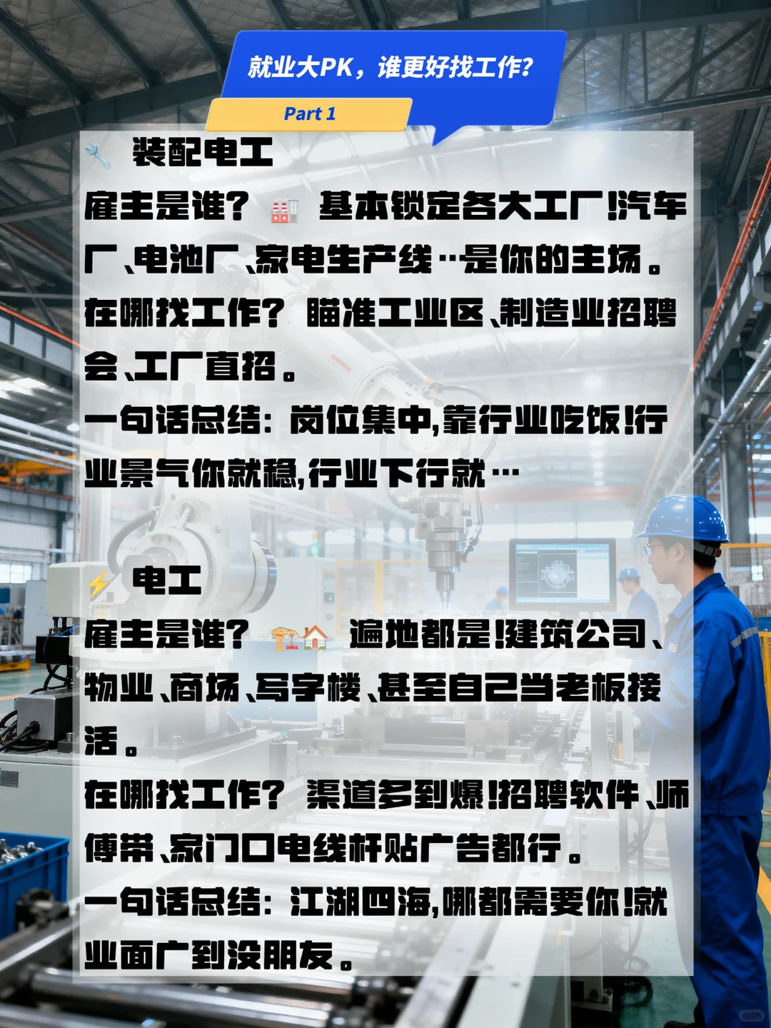 想学门技术,电工和装配电工到底选哪个?