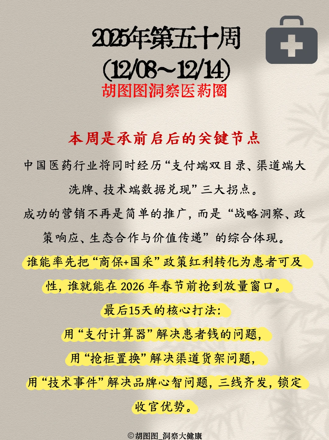 医药行业每周热点?:2025 Week50