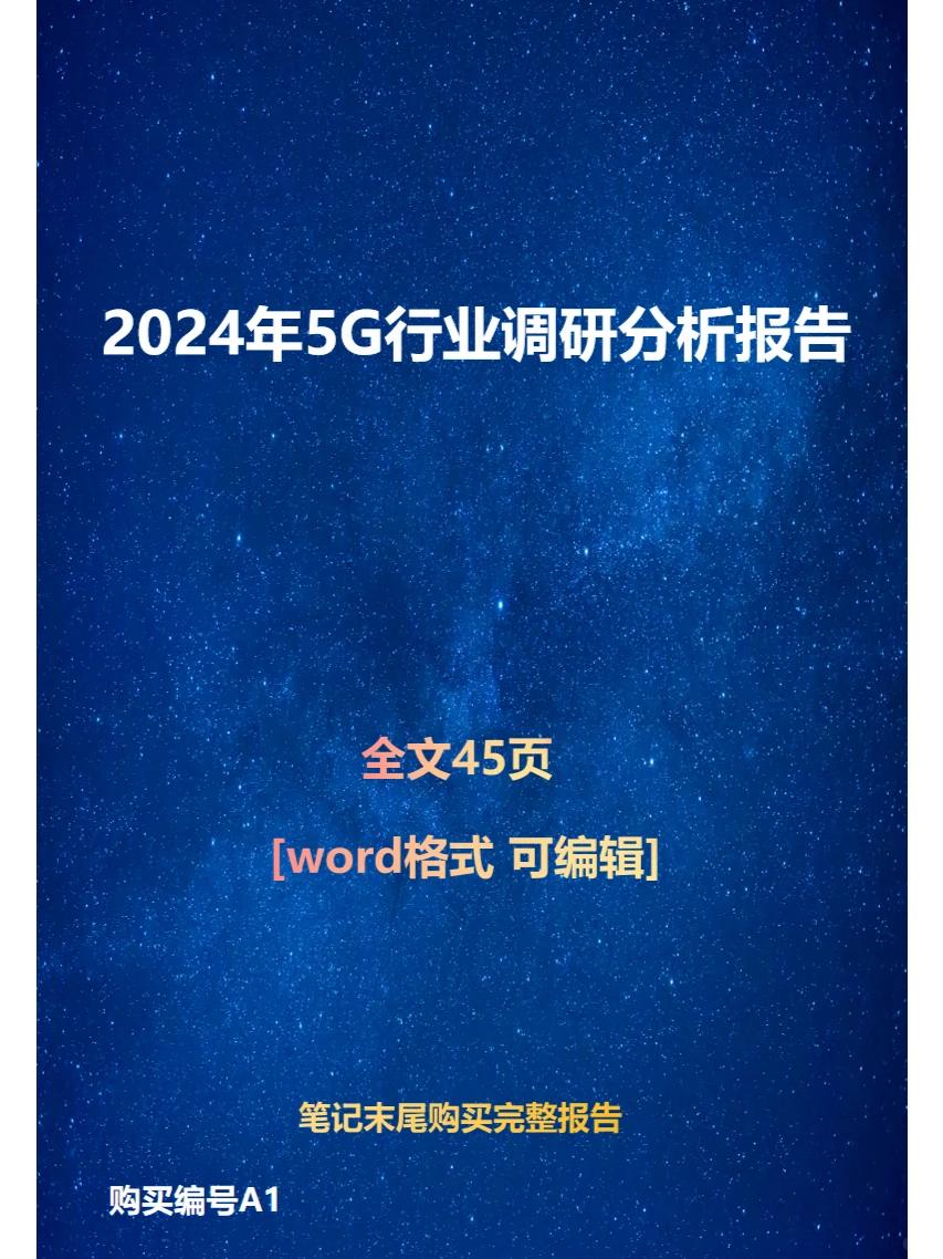 2024年5G行业调研分析报告