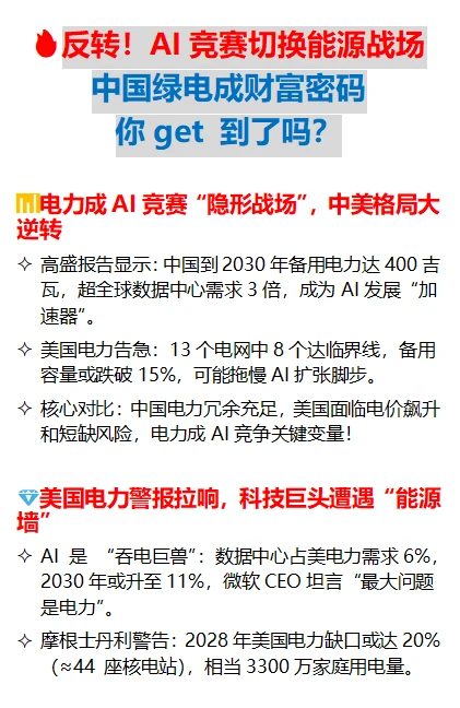 反转！AI竞赛切换能源战场