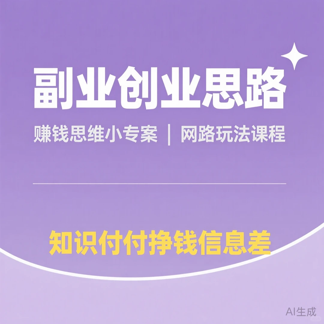 副业创业思路｜赚钱思维｜知识付费