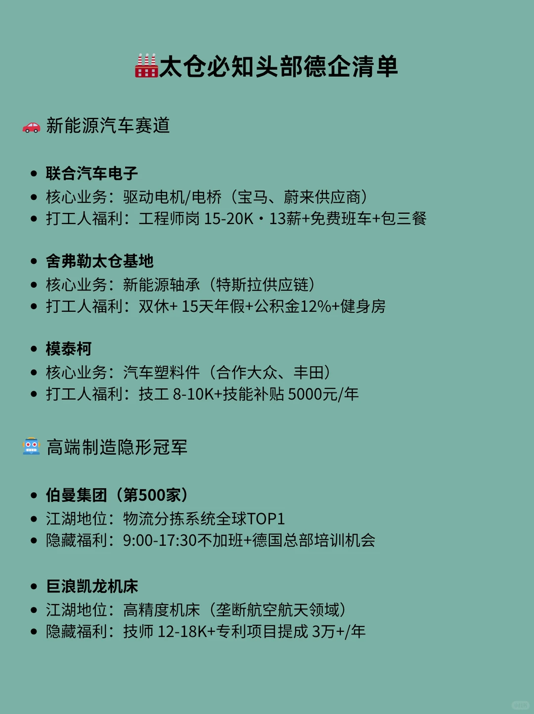 太仓头部德企清单！附薪资福利（可内推）
