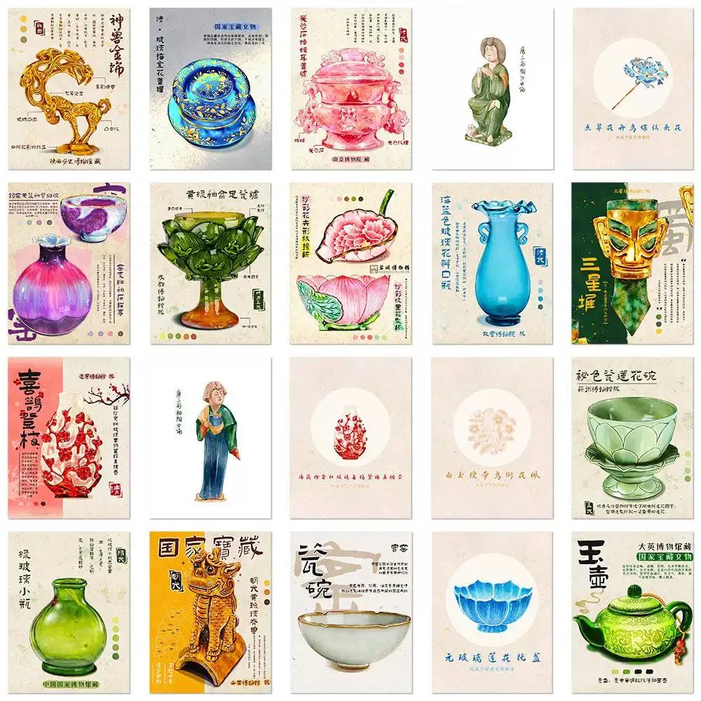 72张中国传统文化元素古代文物贴纸超☁️