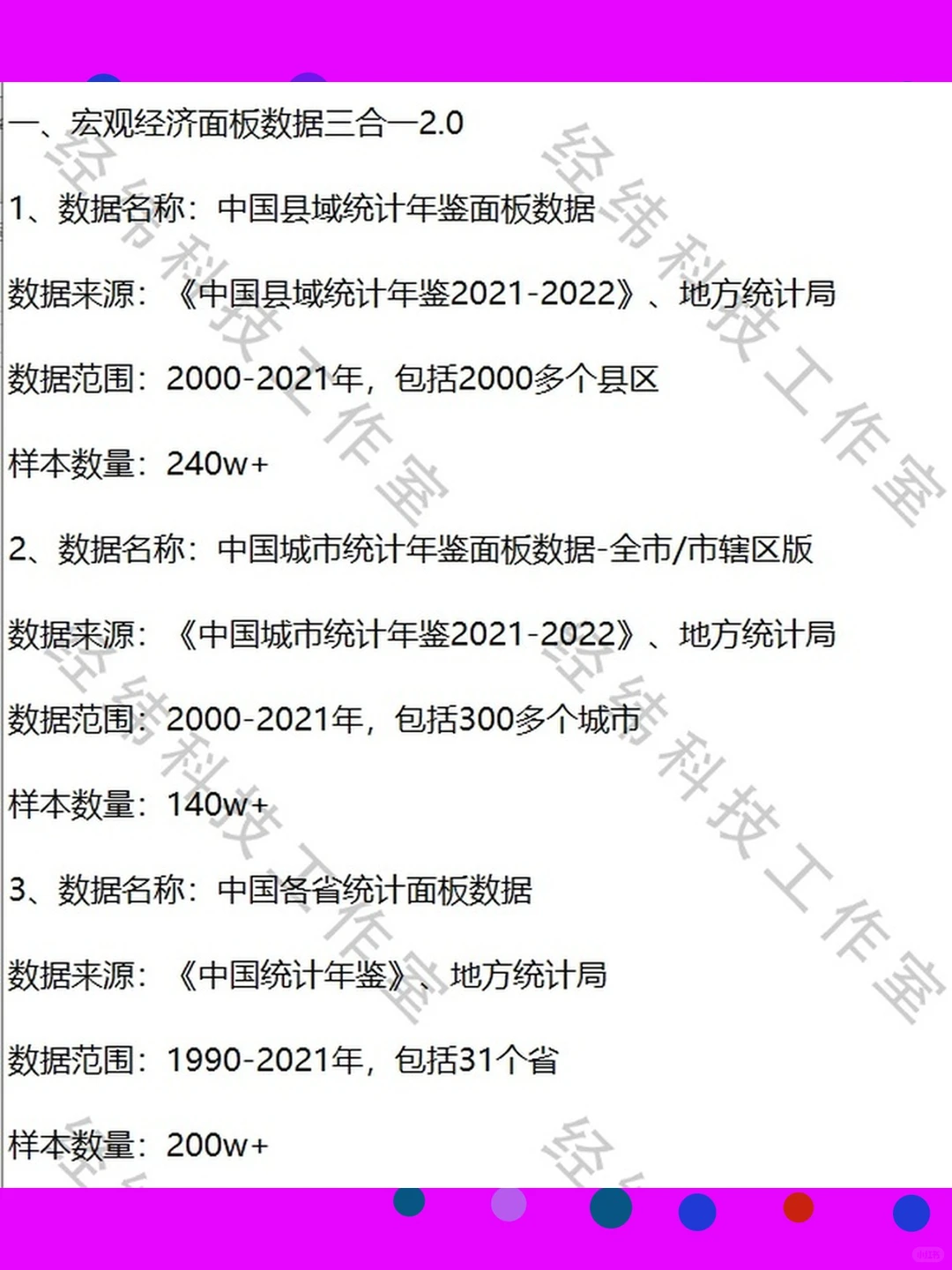 中国各省县域城市统计年鉴宏观经济面板数据