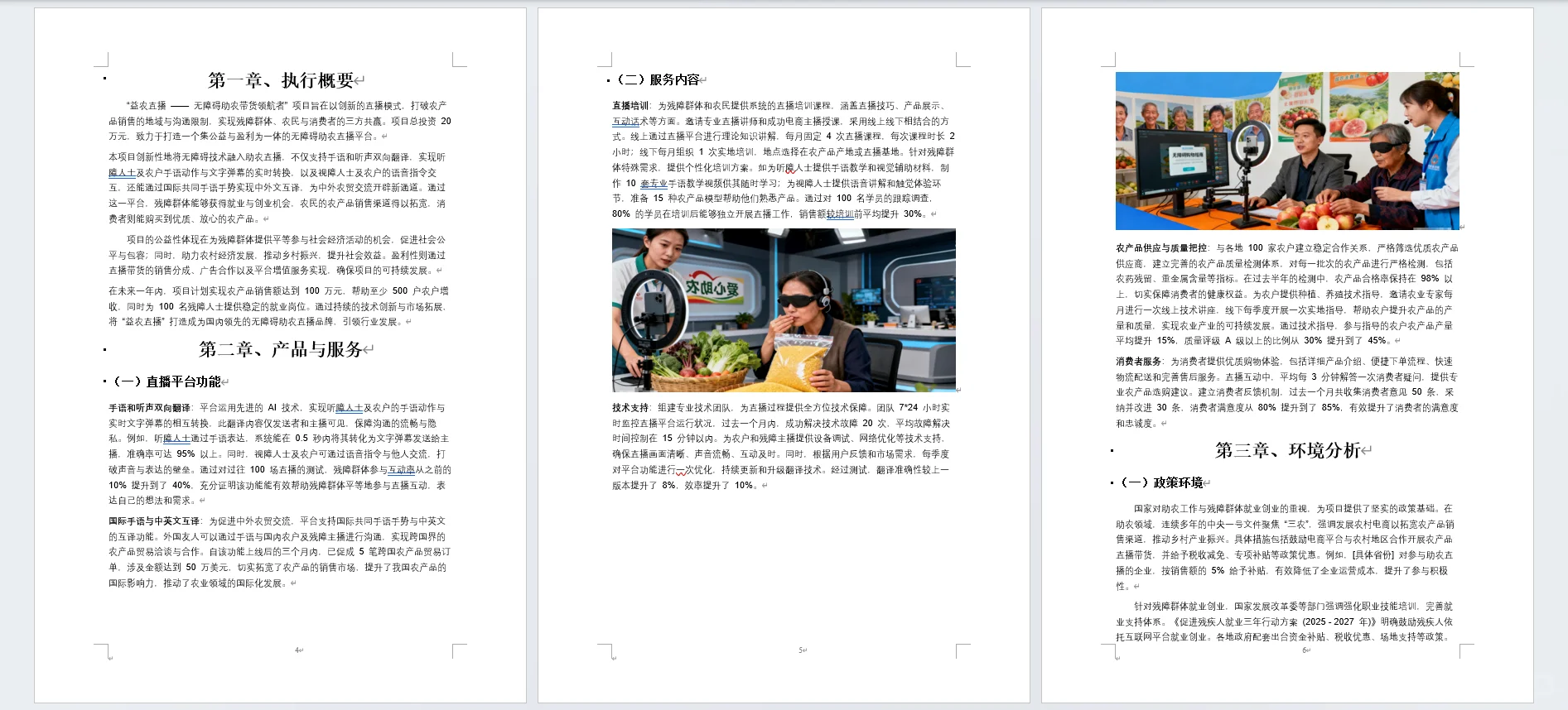 益农直播无障碍助农带货创业计划书word➕PP