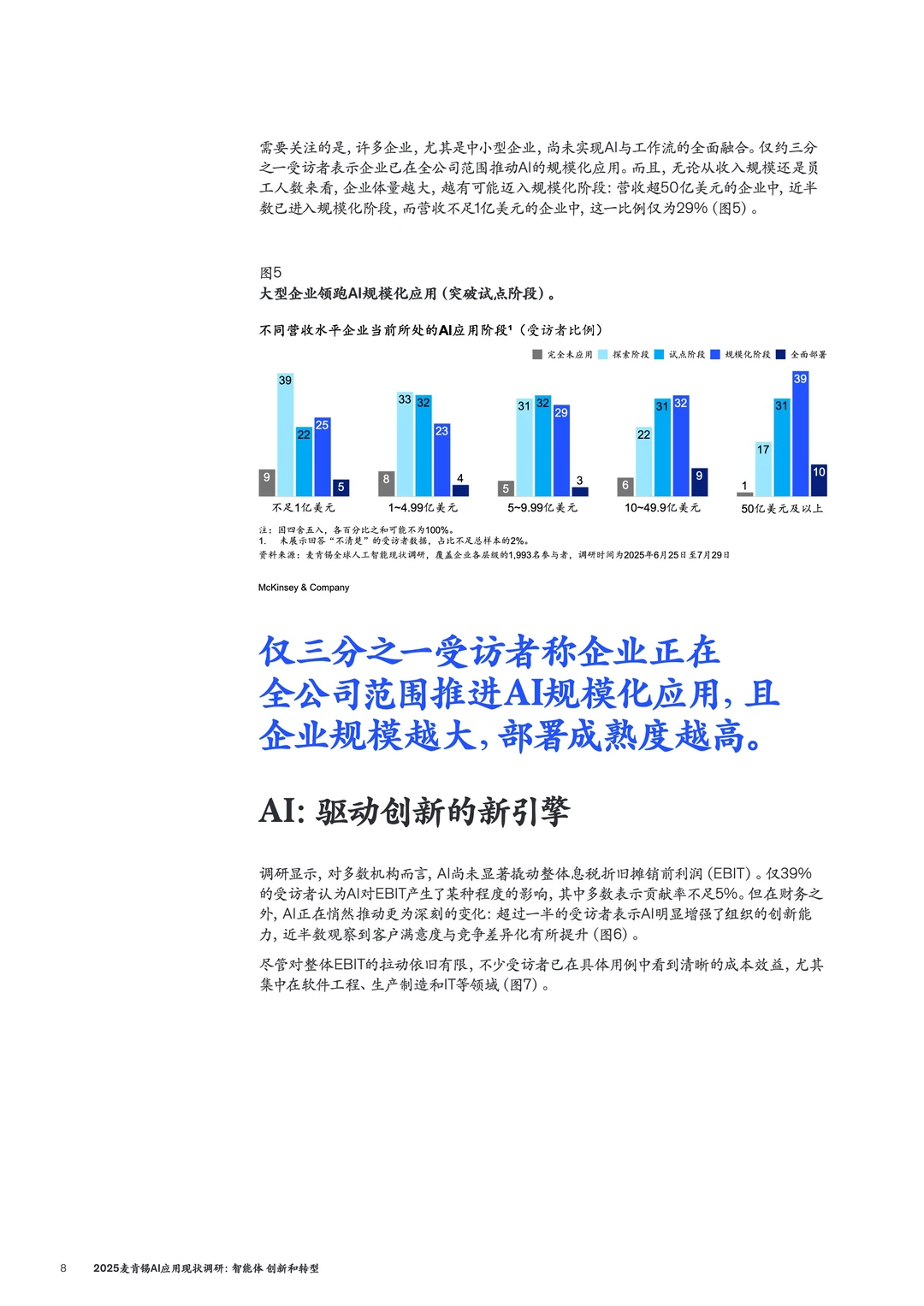 2025麦肯锡AI报告：多数企业还在试用期
