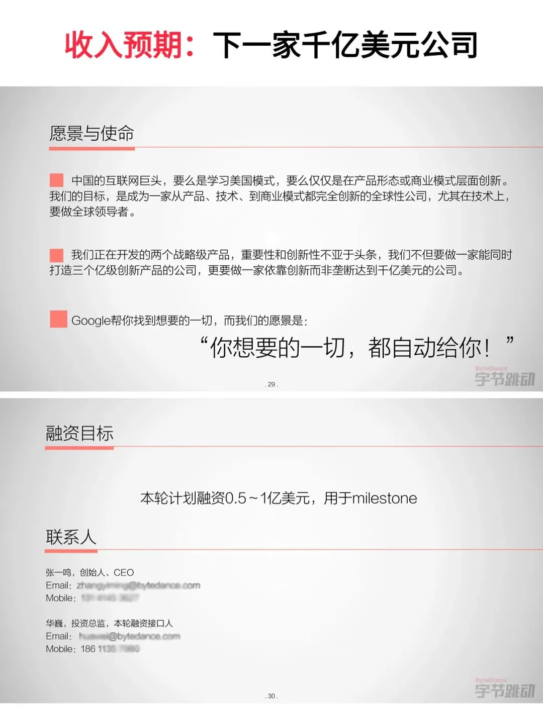 字节早期融资PPT,张一鸣实在太牛了❗️