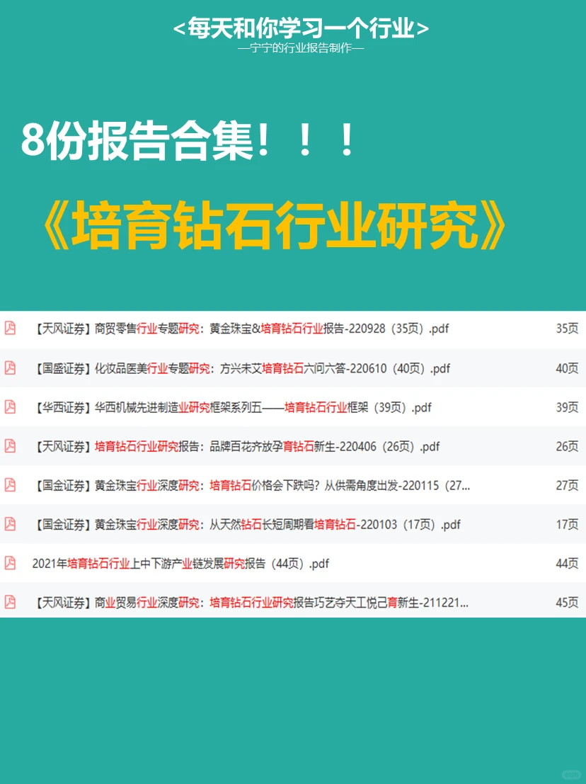 每天学习一个新知识：培育钻石行业研究