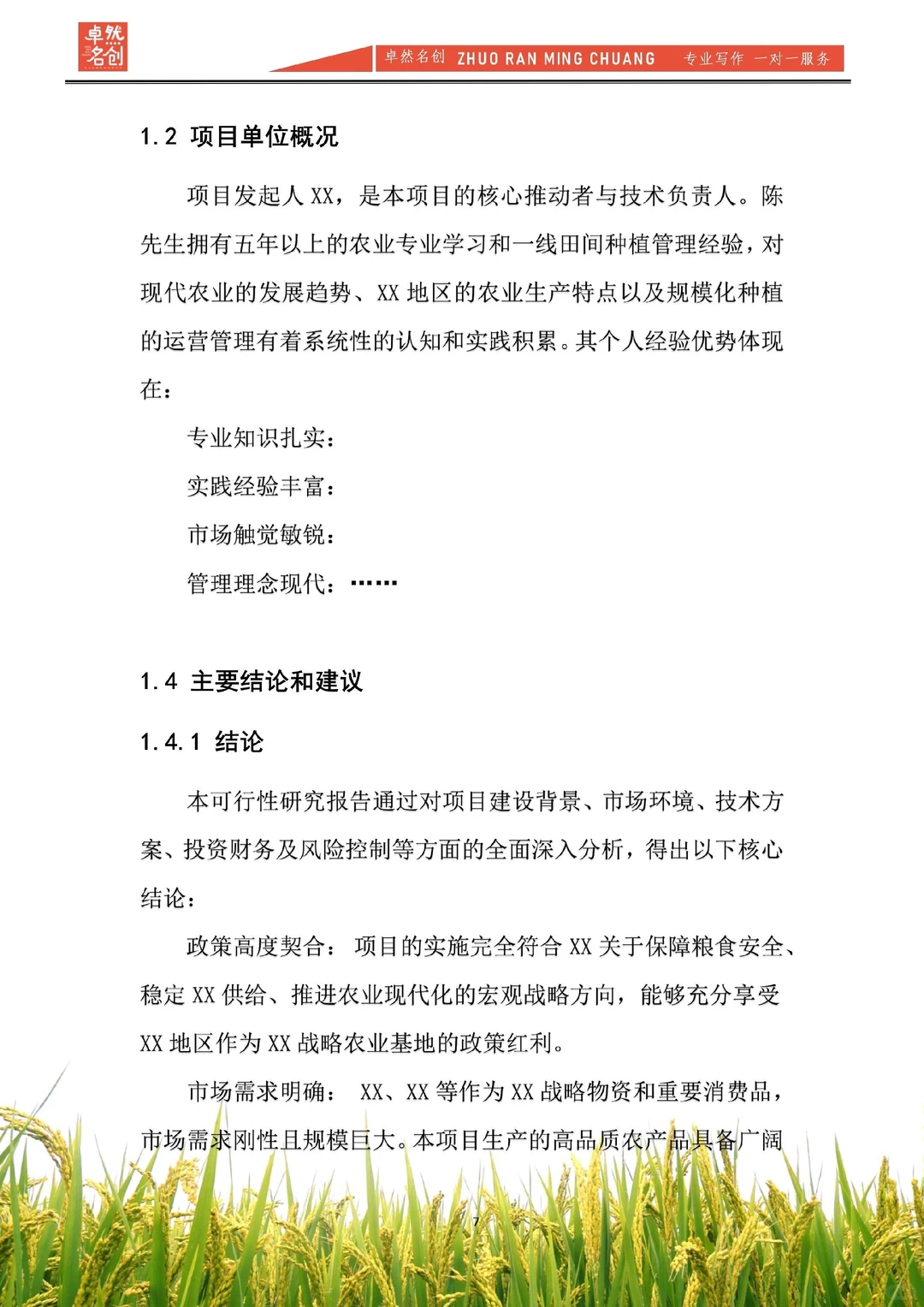 现代农业种植可行性报告，给资方看就这样写