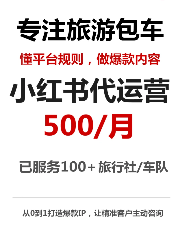 500/月 小红书包车运营服务
