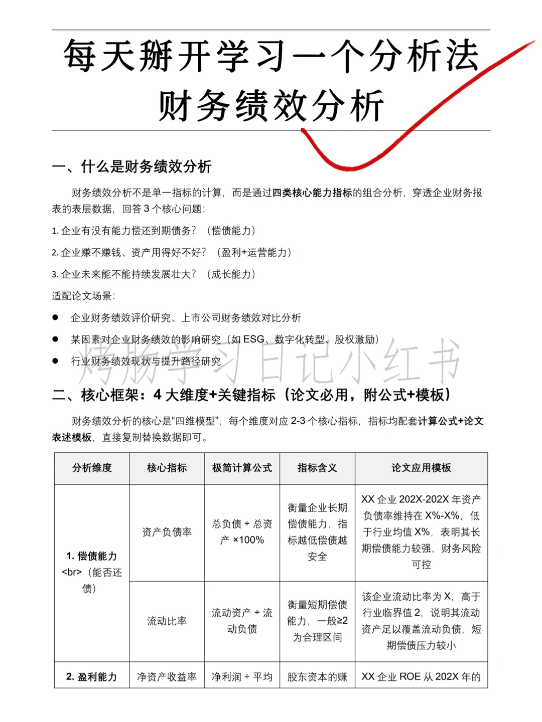 姐妹们，我终于弄懂财务绩效分析啦?