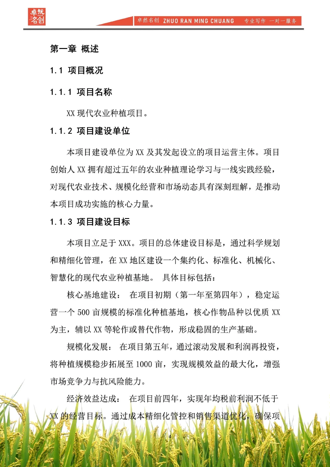 现代农业种植可行性报告，给资方看就这样写