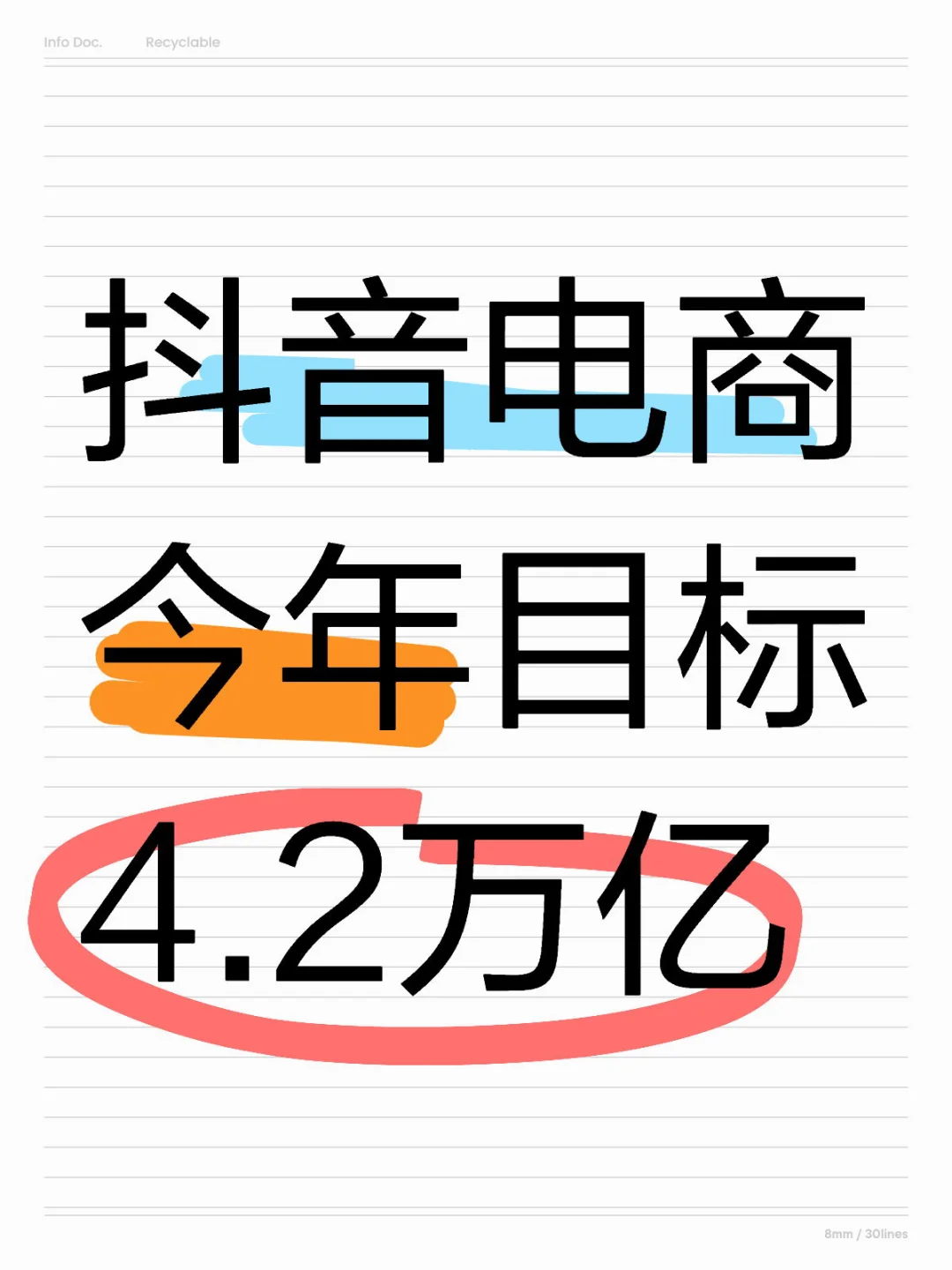 抖音电商去年完成3.5万亿，今年目标4.2万亿