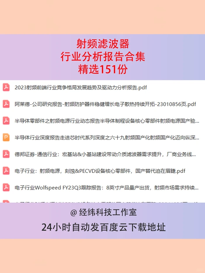 2024年5G基站滤波器行业报告射频无线