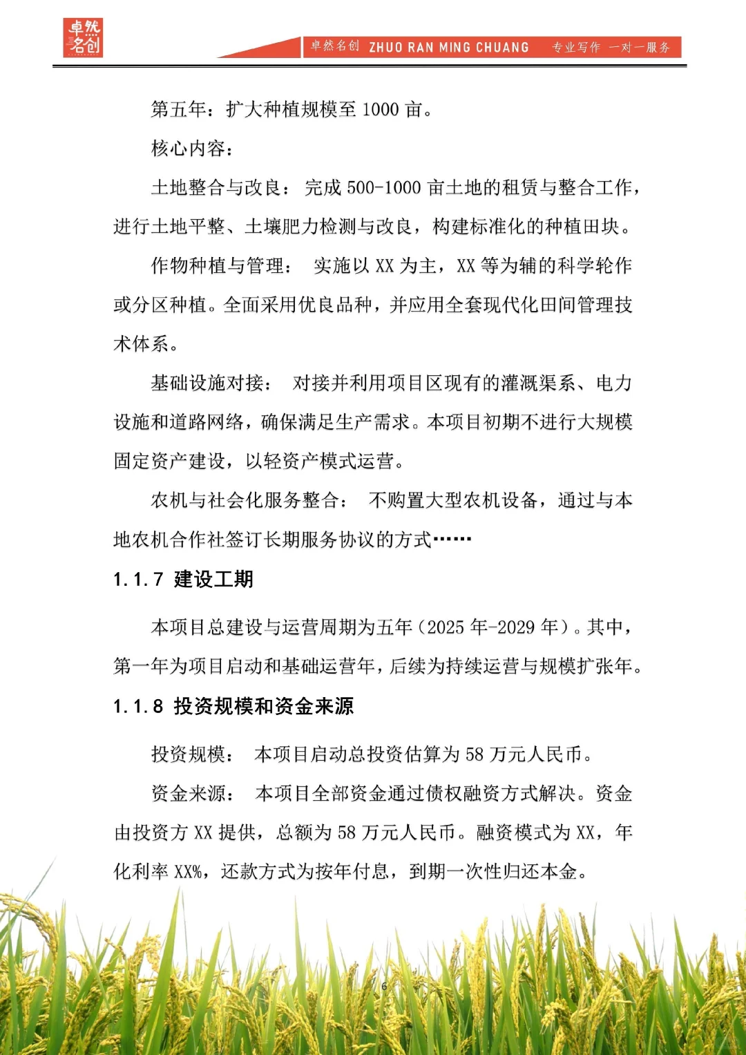 现代农业种植可行性报告，给资方看就这样写