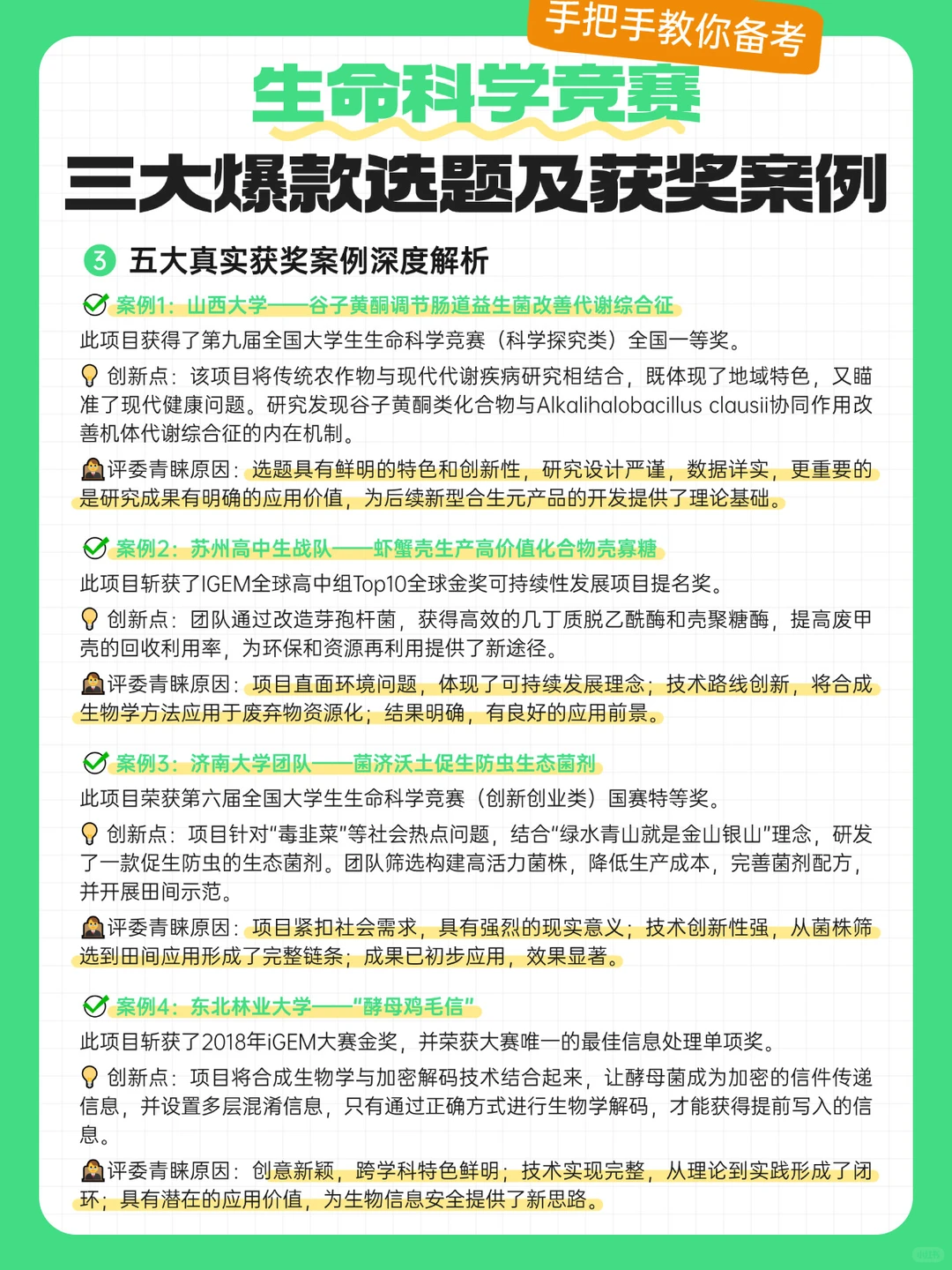 大学生生命科学竞赛三大爆款选题与获奖案例