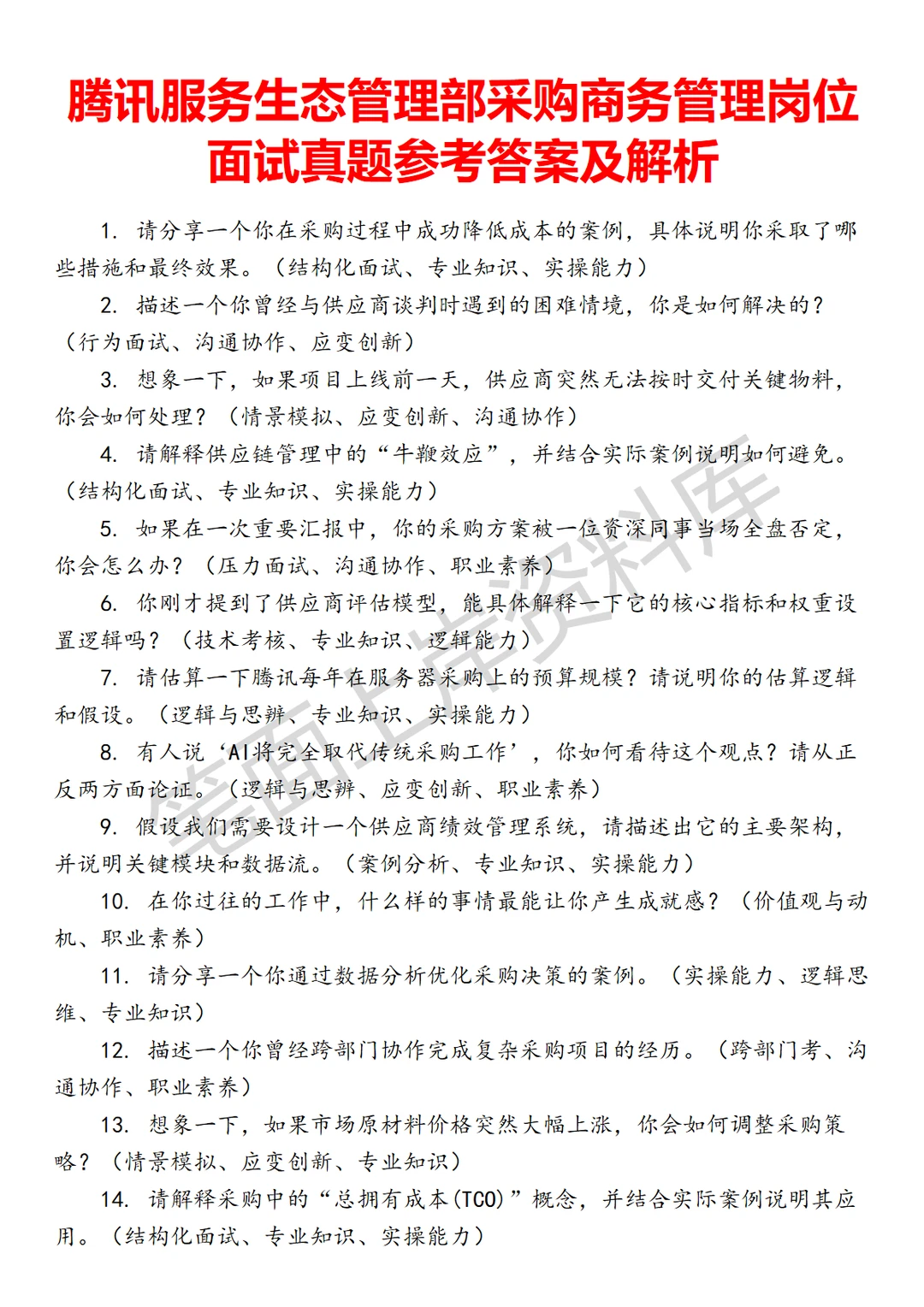 腾讯服务生态管理部采购商务管理