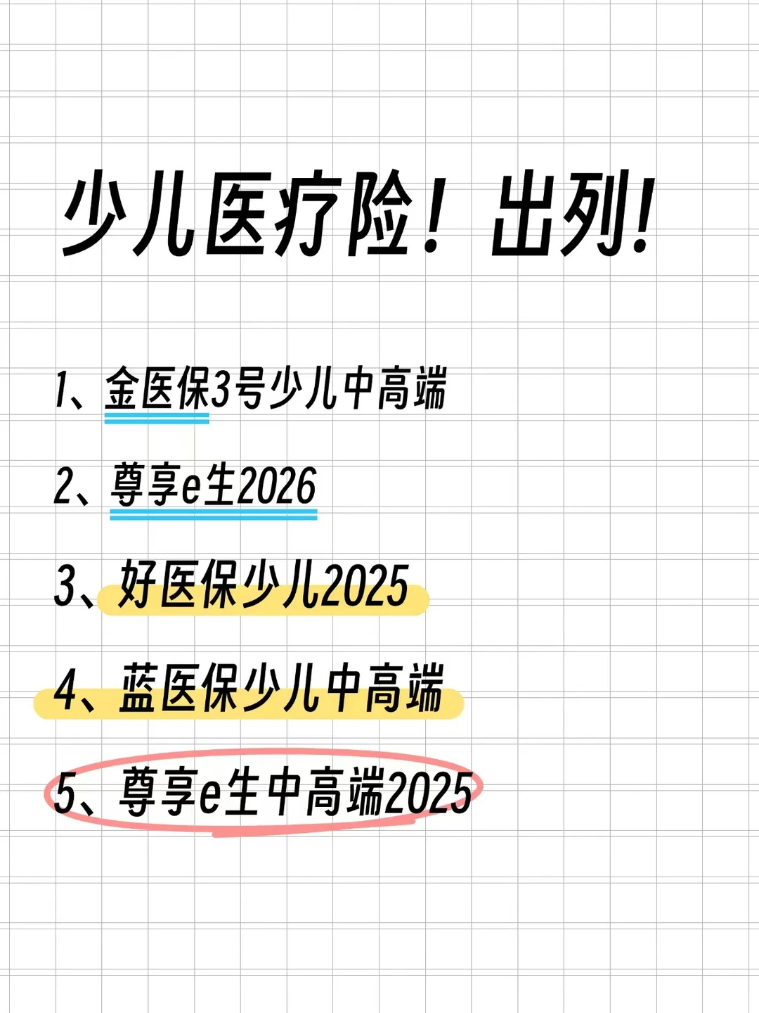 少儿医疗险！出列！