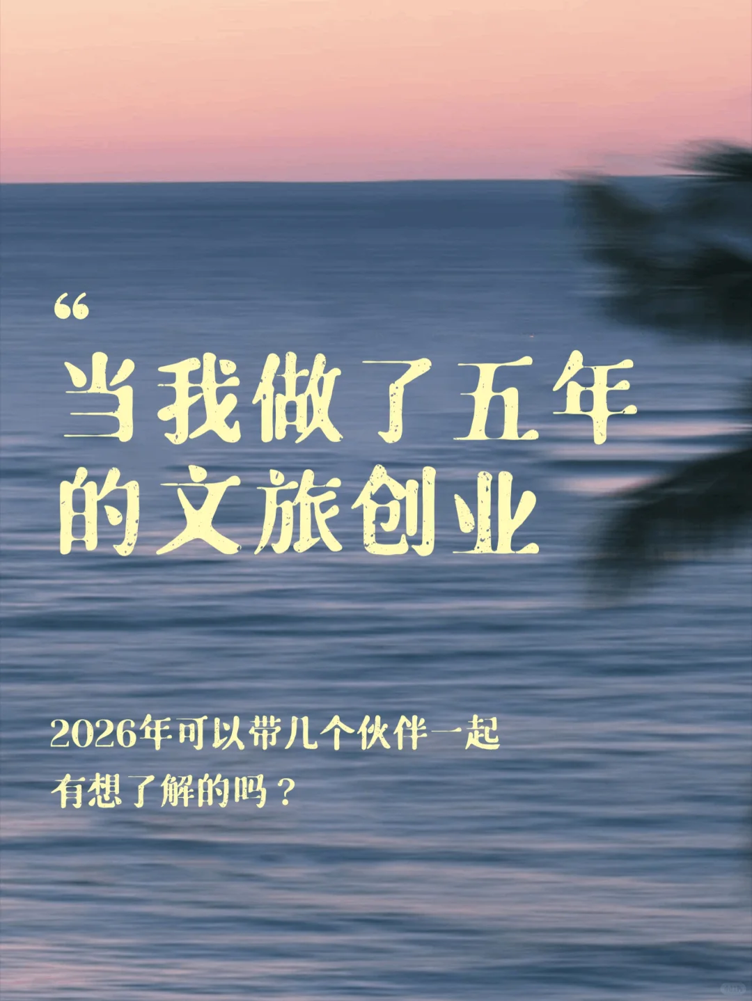 2026年想带几个伙伴一起做文旅