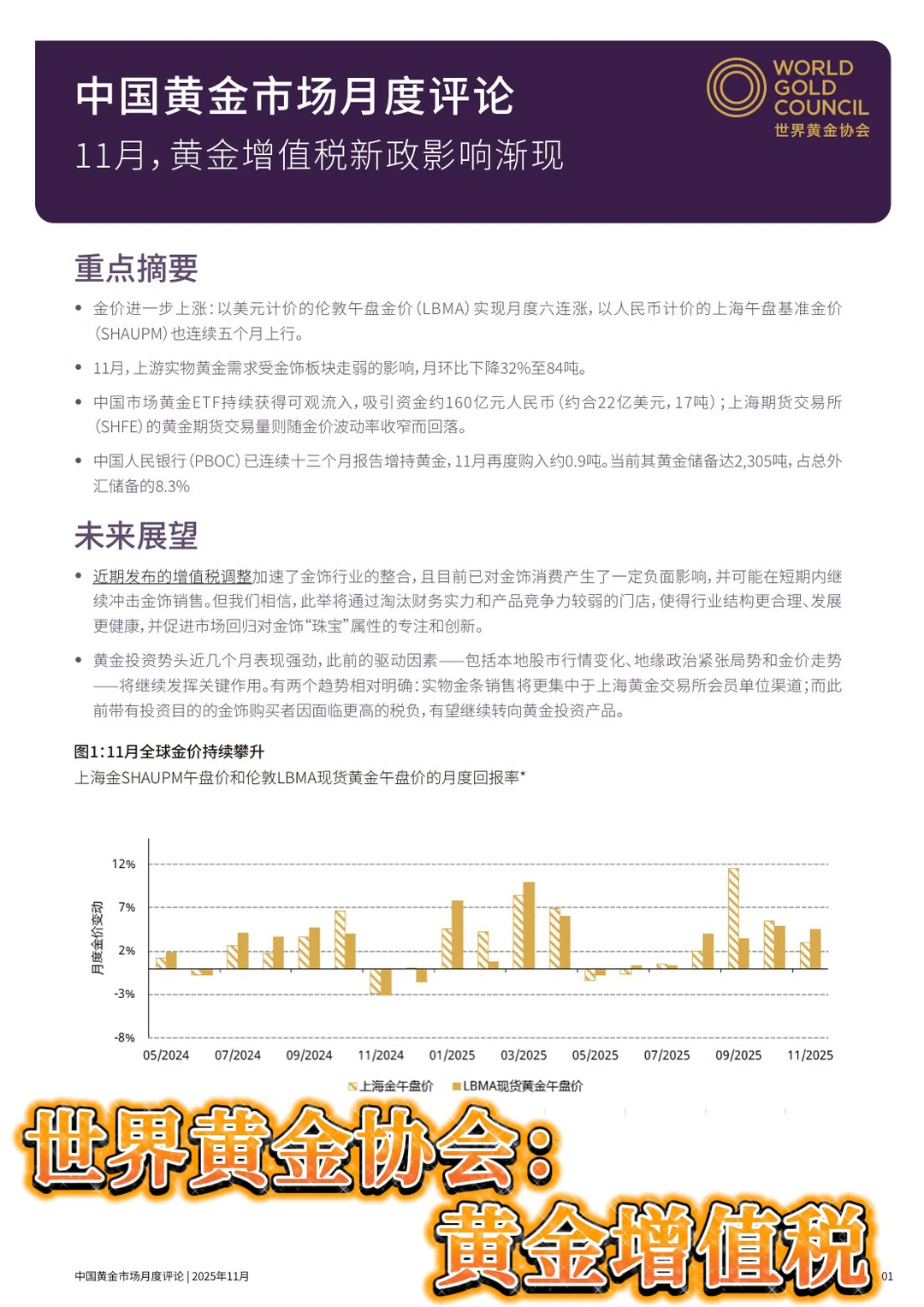 世界黄金协会：黄金增值税新政影响渐现