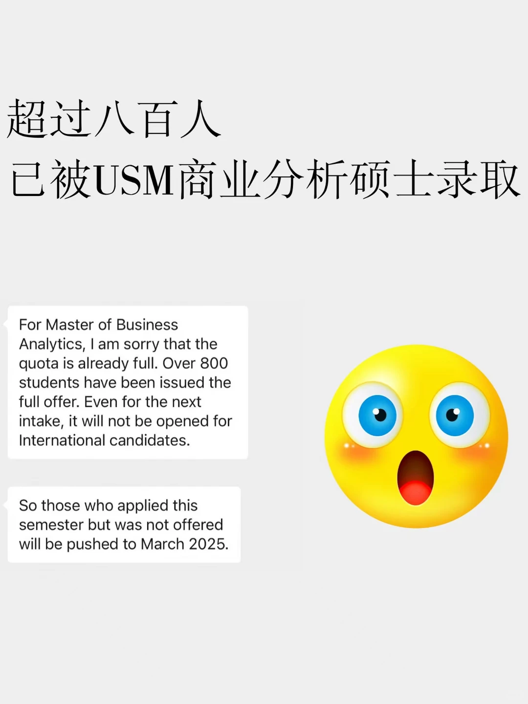 24秋超过800人已被USM商业分析硕士录取