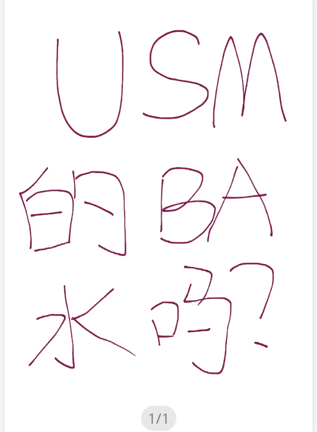 请问USM的商业分析（BA）水吗？