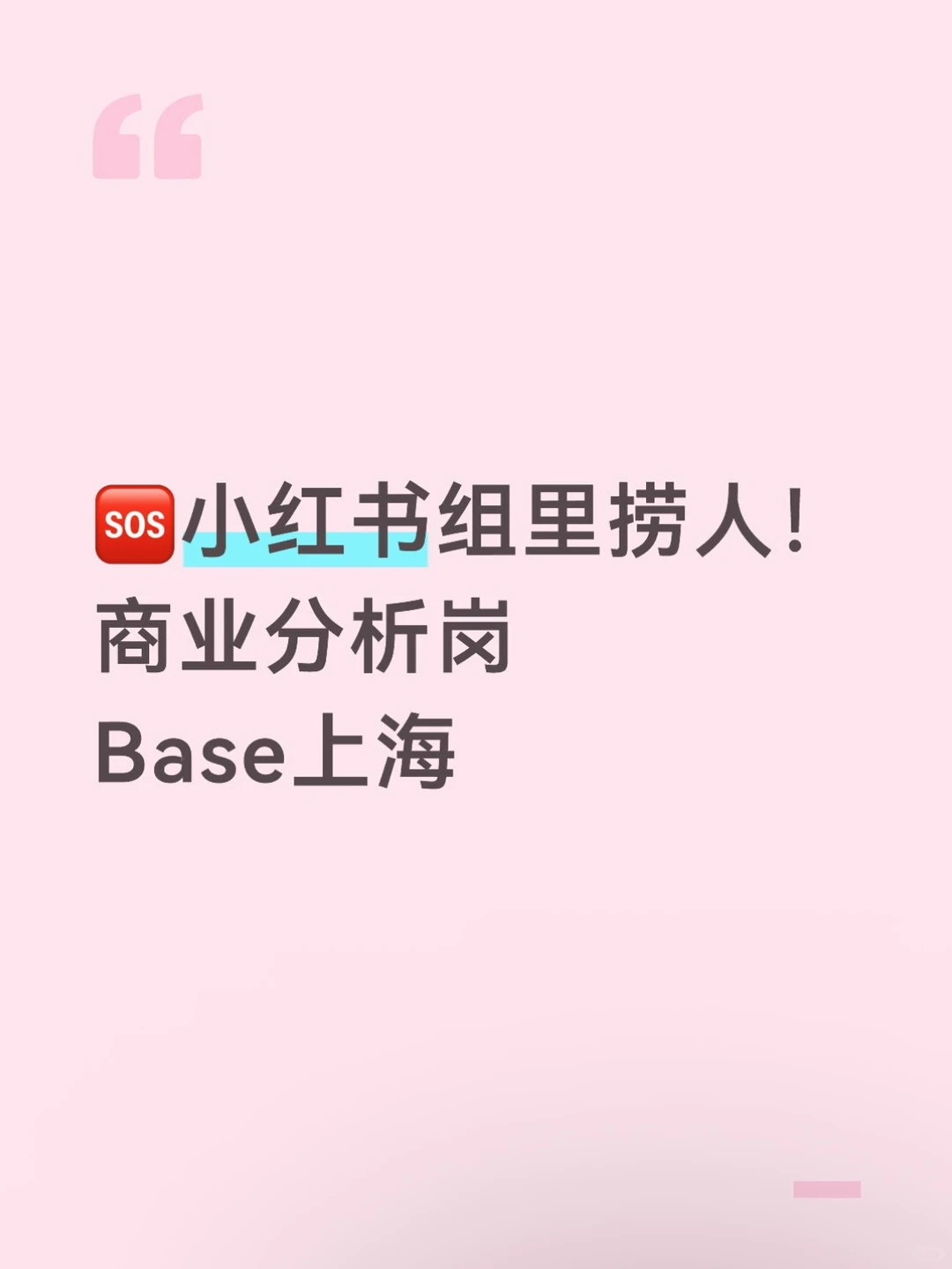 小红书商业分析实习继任！上海黄浦onsite
