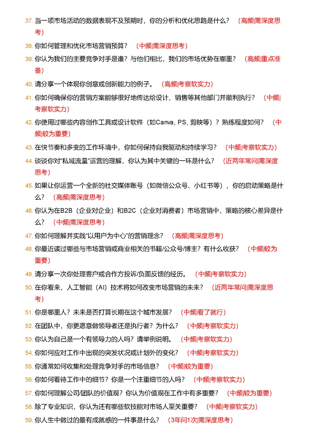 市场管培生高频面试题汇总及详细解答