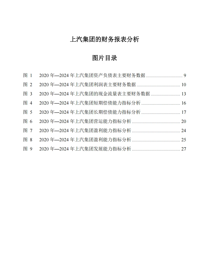 上汽集团| 财务报表分析